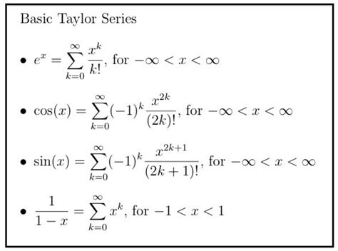 Taylor series expansion identities arma